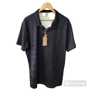 NWT Hardaddy Men Size XL Black Hawaiian Golf Polo Striped Short Sleeve Shirt